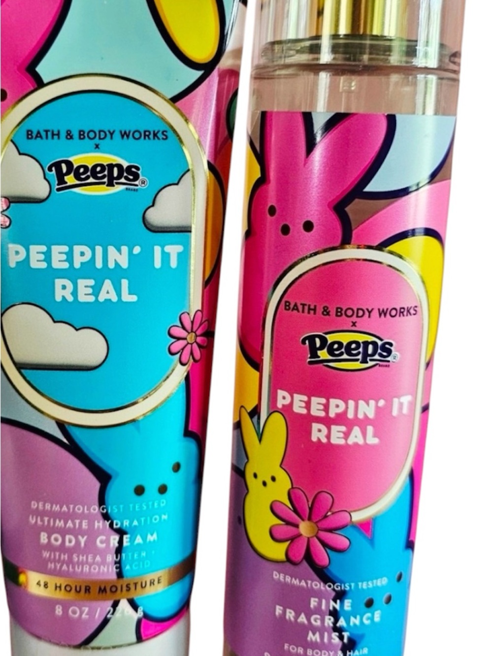 BATH BODY WORKS PEEPS PEEPIN' IT REAL FINE FRAGRANCE MIST & BODY CREAM FL SZ NEW
